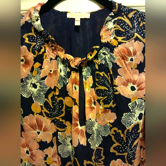 Rebecca Taylor NWOT Feminine Peasant Boho Floral W/ Neck Ruffle Blouse Size 4 - Picture 3 of 16